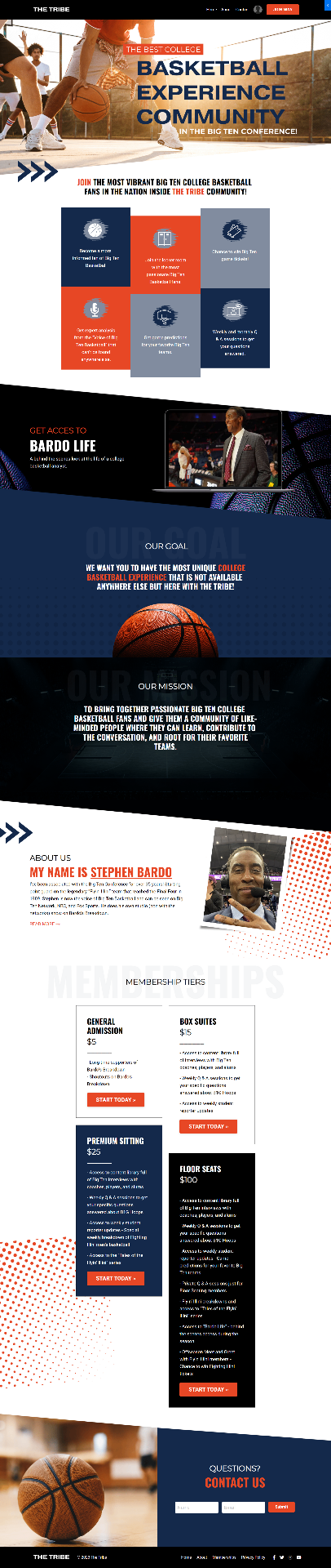 The Tribe college basketball community Kajabi homepage