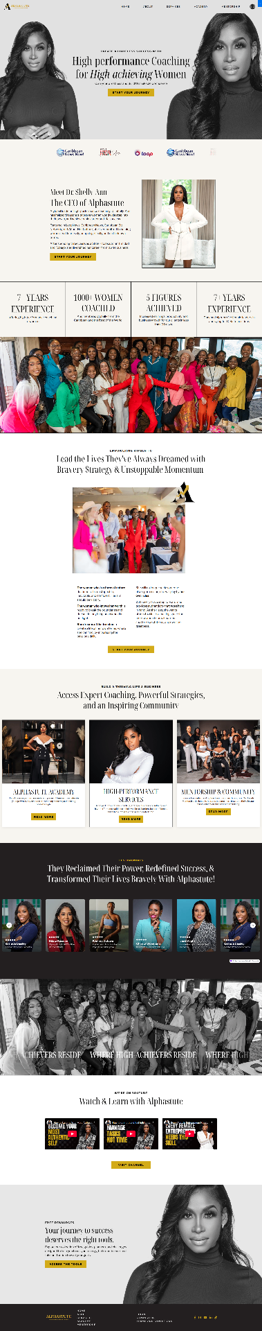 Alphastute high-performance coaching Kajabi homepage